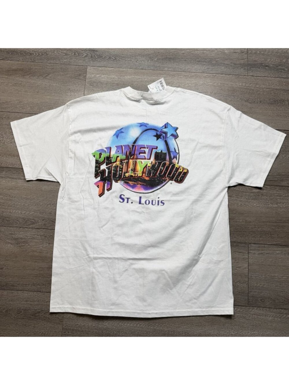Planet Hollywood T-Shirt St. Louis Skyline Globe 1998 White Cotton Men XL Used